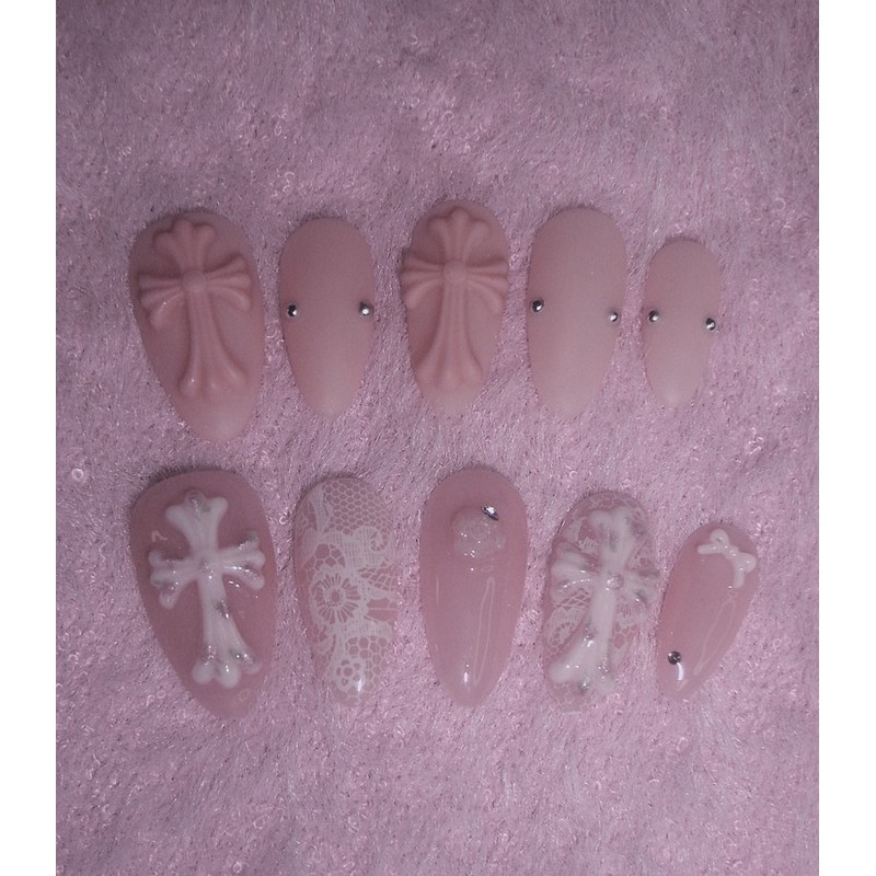King Chrome Hearts handmade nail tips (2 types to choose