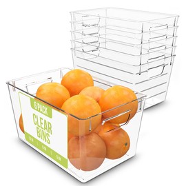 Utopia Kitchen Clear Organizer Bins - 6 Pack Pantry Organizers and Storage Bins - Large Clear Storage Containers for Organizing - Clear Storage Bins For Fridge, Kitchen Organization and Storage