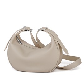 DONNAIN Cross Body Bags for Women: Genuine Leather Crescent Bag Half Moon Bag Adjustable Strap (Beige)