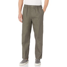 Benefit Wear Mens Adaptive Full Elastic Waist Twill Pants with Hook-and-Loop Waistband & Fly (XL, Olive)