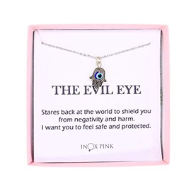 INOXPINK Evil Eye Necklace Boxed Gift Stainless Steel Hamsa Necklace