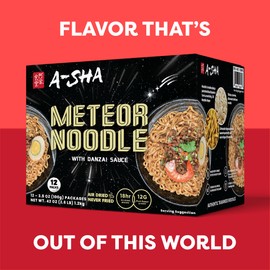 A-Sha Meteor Noodle with Danzai Sauce, 12 Packs, Gourmet Asian Taiwanese Healthy Instant Ramen Noodles