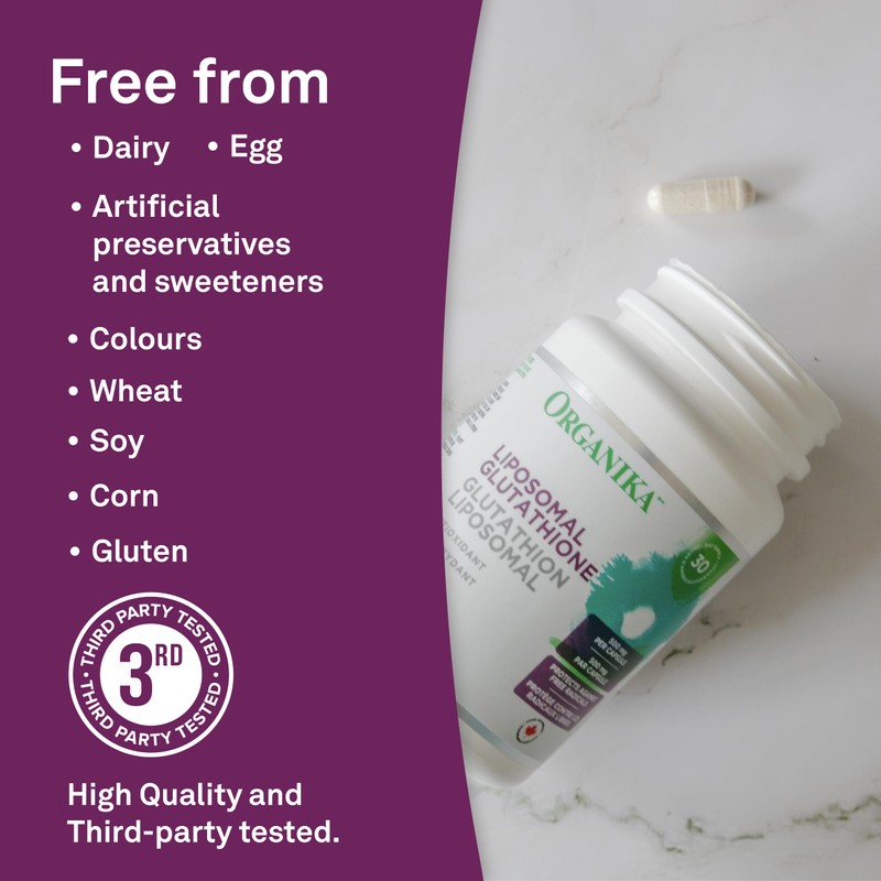 Organika Liposomal L-Glutathione 500 mg- Supperior Absorption, Potent Antioxidant, Immunity