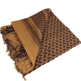 THE ART BOX 100% Cotton Military Mens Scarf Tactical Desert Arab Scarf For Men Face Mask Neck Bandana Shemagh Scarf Wrap Scarves Afghan Scarf (Brown, 45 in x 45 in / 110 cm x 110 cm)