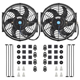 higehio 10 Inch Universal Slim Fan Push Pull Electric Radiator 12V 80W 800 CFM Electric Auto Engine Radiator Cooling Fan Mount Kit Black,2 Pack
