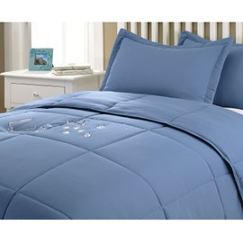 Lotus Home Water and Stain Resistant Microfiber Comforter Mini Set, Smoke Blue