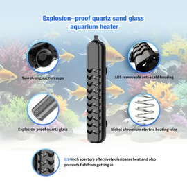 HANLESHUKA Submersible Aquarium Heater 100W/200W/300W/500W, Fish Tank Heater with high-Temperature Protection and Turtle Tank Heater with Automatic Power-Off When Leaving seawater or Freshwater.