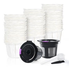 Disposable Paper Coffee Filters K Cup Paper Filters 200 Pack Paper Coffee Filters with 2 Reusable K Cups for K eurig 1.0 and 2.0 Brewers