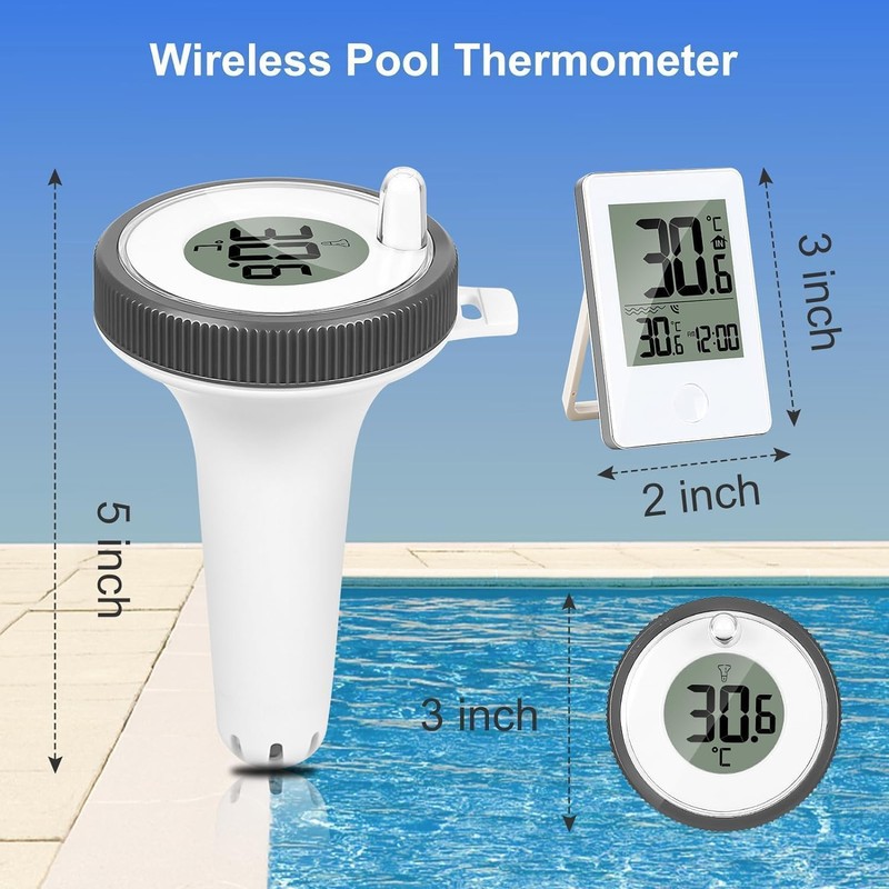 Pool Thermometer Floating, Solar Energy, Easy Read with Indoor Temperature,