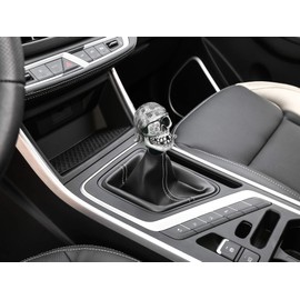 Abfer Skull Shifter Knob Car Stick Head Gear Knob for Shift One-Eyed Pirate Shape Fit Most Automatic Manual Transmission Vehicle (Silver)