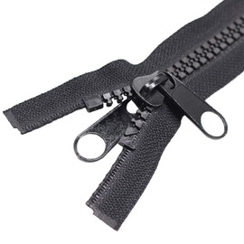 MebuZip #10 100 Inch Heavy Duty Separating Plastic Zippers with Double Pull Tab Zipper Sliders Zippers for Sleeping Bag, Boat, Canvas, Cover, Trampoline, Dog Bed, Tent (Black)