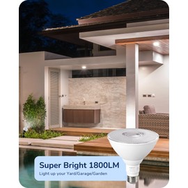 EDISHINE PAR38 Flood Lights Bulb, Dimmable LED Outdoor Flood Light Bulbs, 1800LM, 18W Equivalent 120W, Weatherproof LED Light Bulb for Backyard, Garage, Porch, Garden, 5000K Daylight, E26, 4 Pack