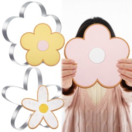 Teenyyou 2 Pcs Large Flower Cookie Cutters 8" Extra Large Flower Stainless Steel Giant Cookie Cutter for Spring Holiday Baking