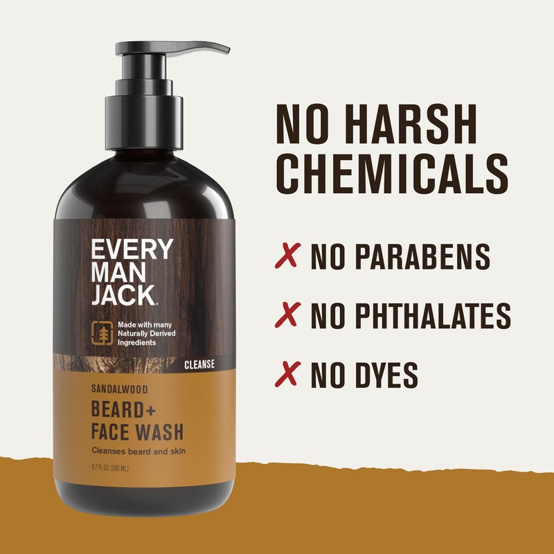 Every Man Jack Sandalwood Beard Wash - Cleanse, Soften, and