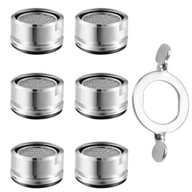 Aerator M24, Tap Attachment, Water Saver for Taps, 7-Layer Filtration, Aerators, Stainless Steel and ABS Strainer, Includes 6 Gaskets and 1 Chrome Plated Key