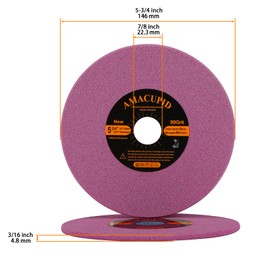 Amacupid Universal Chainsaw Sharpener Grinding Wheel. Speedy Sharpening High-Speed Steel, Alloy Steel Chains Saw Teeth. 5-3/4 Diameter, 3/16 inch Thicknes, 7/8 inch Arbor