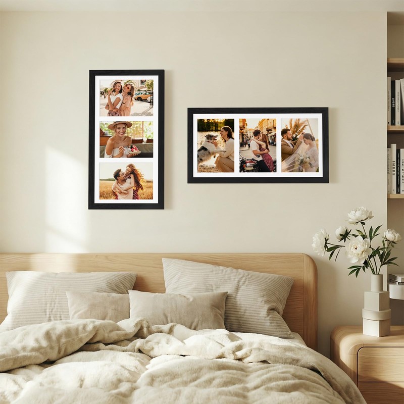 decorUhome 8x16 Picture Frames Collage Wall Decor, Display 3Pcs 5x7