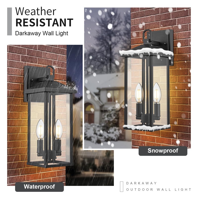 Darkaway Outdoor Wall Lights for House,2pcs Exterior Lighting Fixtures Wall
