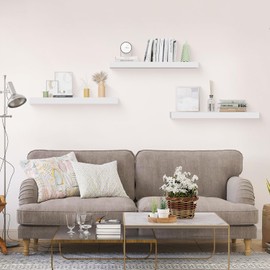 Colima Floating Shelves for Wall White Wood Wall Shelf for Bedroom, 24 Inch Wall Mounted Floating Shelves for Bathroom Living Room Kitchen Office, 1.3" Thick Floating Book Shelves for Wall, Set of 3