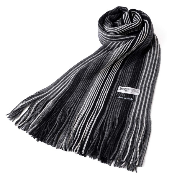 Michi Kolondon Raschel, Multi-Stripe Branded Scarf, Unisex, Made in Italy,