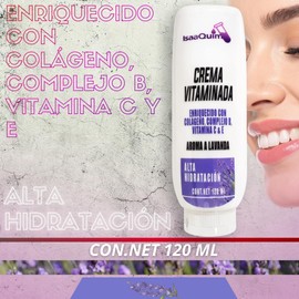 Crema Vitaminada con Lavanda IsaaQuim 120 ml Alta Hidratación y Suavidad Corporal