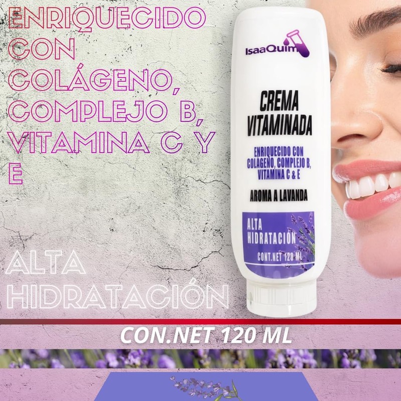 Crema Vitaminada con Lavanda IsaaQuim 120 ml Alta Hidratación y