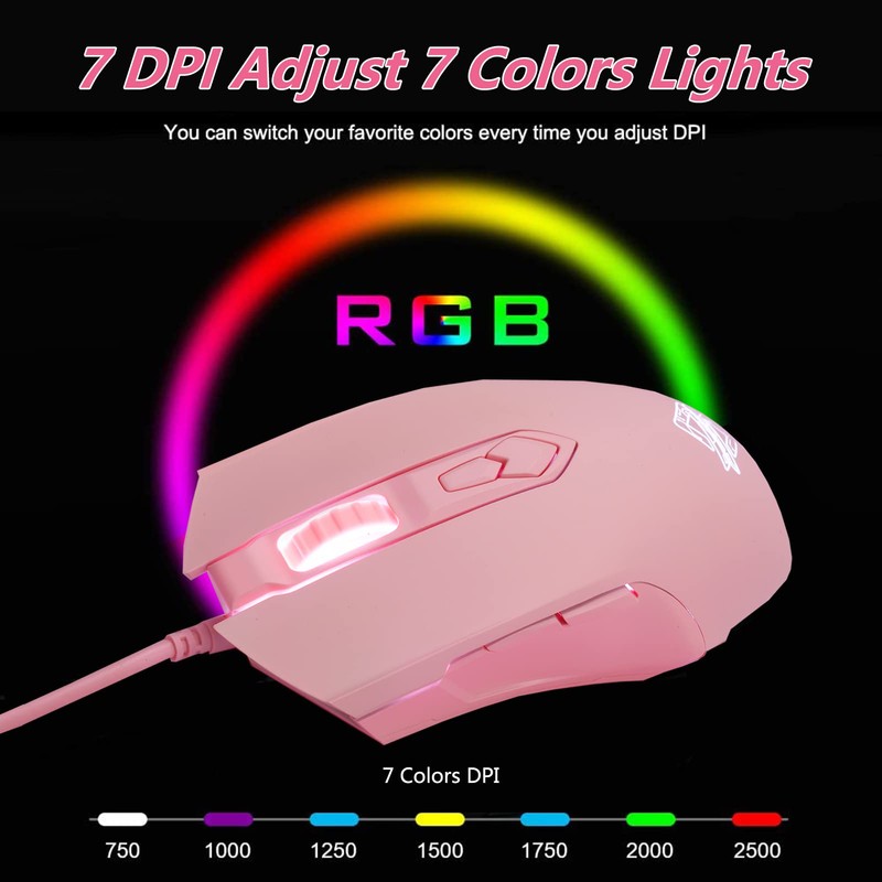 Lomiluskr AJ52 RGB Wired Gaming Mouse, 7 Programmable Buttons, Computer