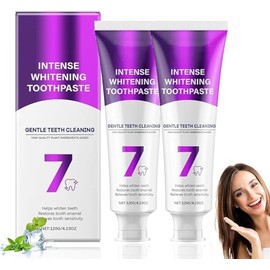 7 Pro Strong Teeth Whitening Toothpaste, 2 Pieces, Intense Whitening 7 Pro, Intensive Teeth Whitening Toothpaste, Fresh Breath, Healthy Gums, Gentle Formula for Whiter Teeth & Fresh Breath