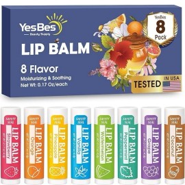 8 Pack Natural Lip Balm with Vitamin E and Coconut Oil
