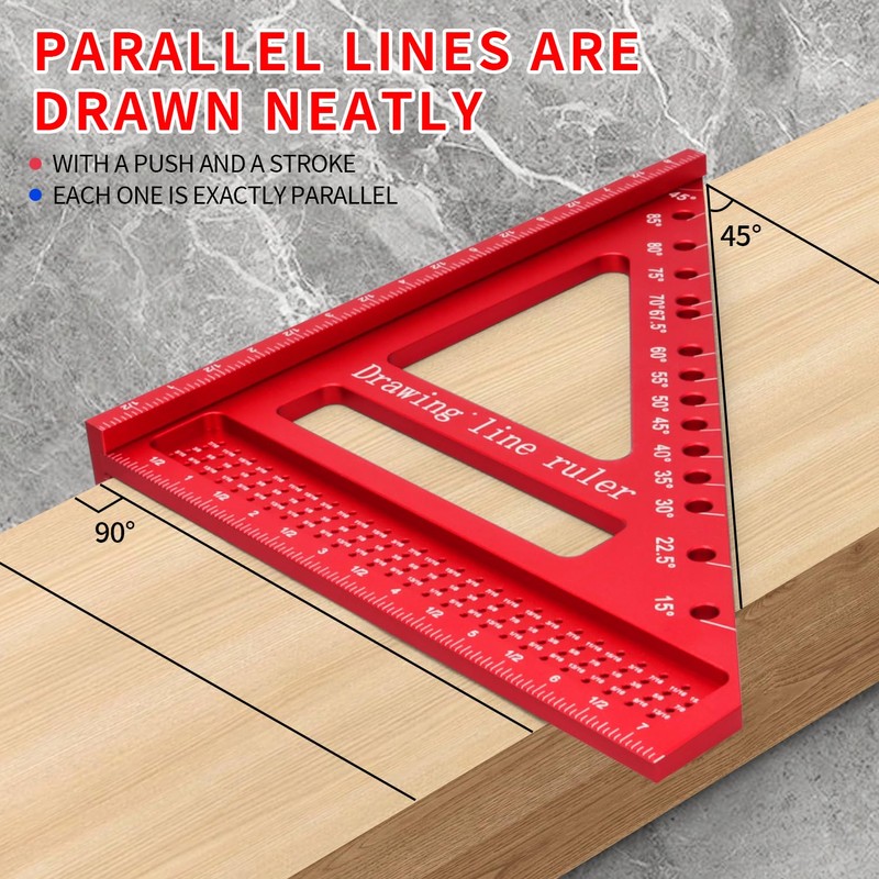Large Carpenter Square 8.42" x7.67 Precision Woodworking Tools 15-90 Degree