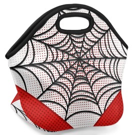 LLCXCSI Kids Lunch Box for Boys Girls Insulated Neoprene Children Lunch Bags White Spider Web Sturdy Soft Bag & Reusable Cooler Lunch Thermal Meal Tote Kit for School