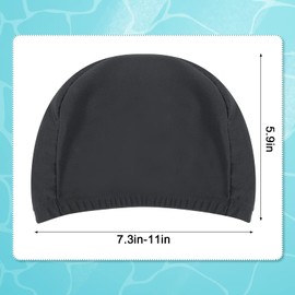 Xinstroe Swimming Caps, Polyester Cloth Swimming Hat, Comfortable Light Swimming Cap, Super Stretch/No Pull Hair/Non-Slip Swimming Hat Suitable for Kids, Women, Men Swimming (Black)
