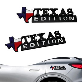 Anyhut 2 PCS Texas Edition Emblem, Texas State Flag Shape, 6.3" x 1.9" ABS 3D Car Badge, Self-Adhesive Decal for Fender, Side Door, Universal Fit for Cars, Trucks, SUVs (Black)