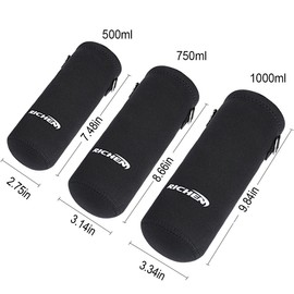 RICHEN Neoprene Water Bottle Carrier Bag with Adjustable Shoulder Strap,Insulated Water Bottle Cover for 750ml/24oz Stainless Steel/Glass/Plastic Bottles (Black,750ML)