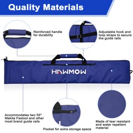 56“ Universal Track Saw Guide Rail Protective Bag for Makita and for Festool, Professional Carry Bag for Transporting Guide Rails and Aaccessories, Up to 58”, Classic Blue