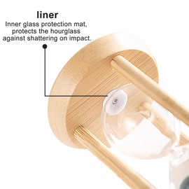 SuLiao Wooden Sand Timer 15 Minute Hourglass, Bamboo Sand Clock, Small Black Sand Watch 15 Min, Reloj De Arena Hour Glass Sandglass for Home Office Decorative Game Classroom