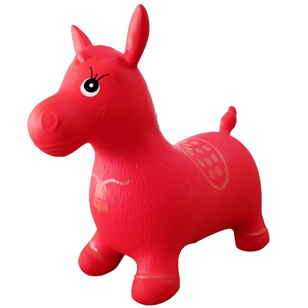 Red Horse Hopper, Pump Included (Inflatable Space Hopper, Jumping Horse, Ride-on Bouncy Animal)