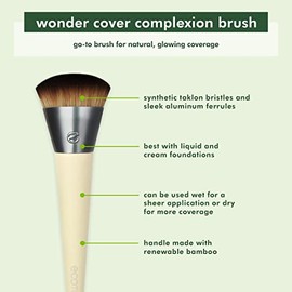 EcoTools, Wonder Cover Complexion, Brocha para Base de Maquillaje, Cobertura Completa, Brochas Cosméticas para Maquillar, Modelo 1601