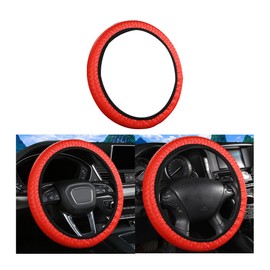 Bittwee Elastic Car Steering Wheel Cover, Anti-Slip Stretch Vehicle Protector Without Inner Ring, Breathable Grip Protection Guard, Universal Automotive Interior Accessories (Red)