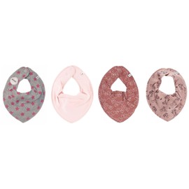 Pippi Set of 4 Baby Neckerchiefs, Triangular Scarves for Girls and Boys, A Unicorn Rose