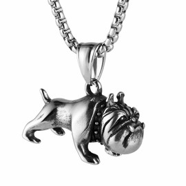 Scddboy English Bulldog Charm Necklace,3D Bulldog Stainlss Steel Pendant, Stainless Steel, dog