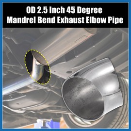 A ABSOPRO 2pcs OD 2.5 Inch 45 Degree SS304 Stainless Steel Bend Tube Exhaust Elbow Pipe for Car Exhaust System 2.5" Piping Silver Tone Item Replacement