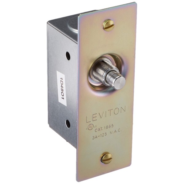 Leviton 1865 3 Amp, 125 Volt, Single-Pole, Doorjamb with Jamb Box Switch, Single Circuit Momentary, Normally ON, Commercial Grade, Brass