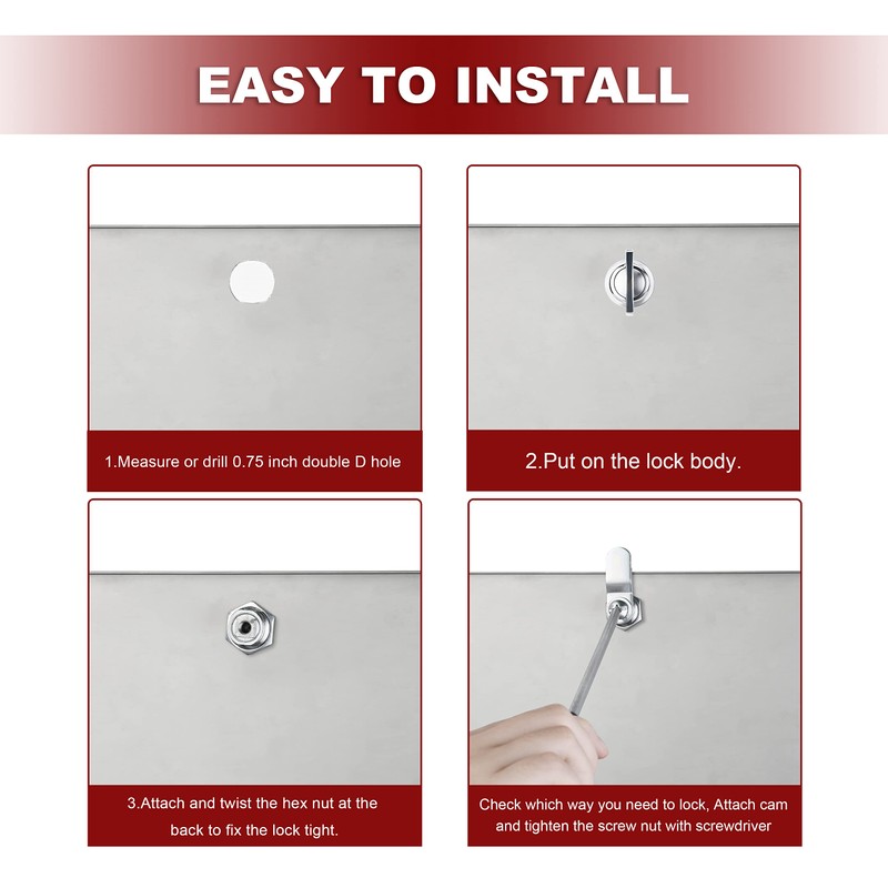 Naissian 7/8 Inch Thumb Lock,RV Compartment Latch,Shower Door Lock Latch