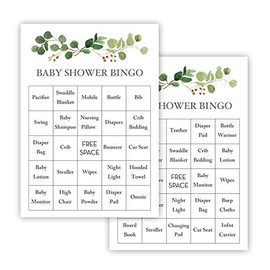 Greenery Eucalyptus Baby Shower Bingo Cards - Prefilled - Set of 24