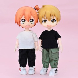 niannyyhouse - Conjunto de playera + pantalones de 2 piezas con monos de camuflaje, playera de color sólido, 1/12 BJD OB11, accesorio de figura corporal de 4.3 pulgadas (11 cm) (mezclilla azul oscuro)