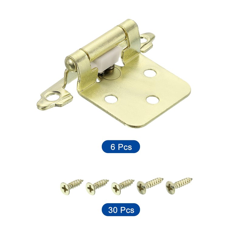 sourcing map Cabinet Kitchen Inset Hinges, 6Pcs 1/2" Overlay Semi-Concealed