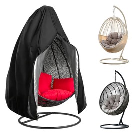 LUKDUNG Hanging Chair Cover, Protective Cover for Hanging Chair, 210D Oxford Cover, Hanging Chair, Outdoor with Zip, Drawstring, Waterproof, Windproof, Black, 190 x 115 cm