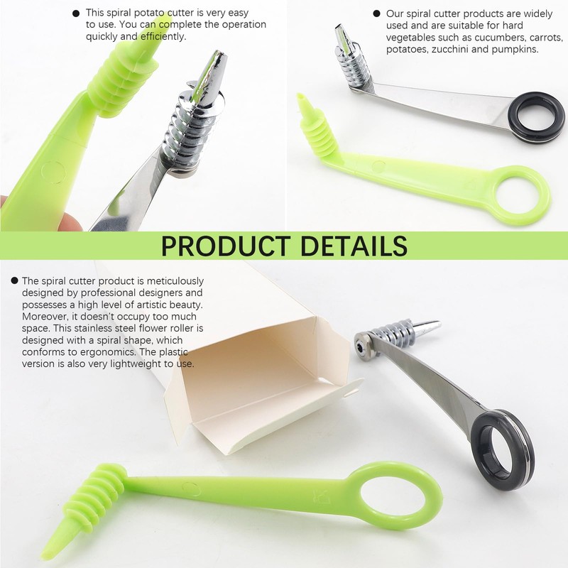 2pcs Potato Spiral Cutter Stainless Steel Plastic Spiral Cutter Knives