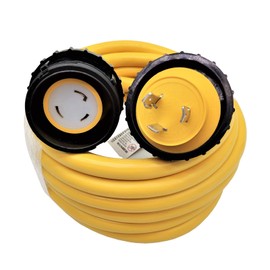 Parkworld RV Shore Power Extension Cord, NEMA L5-30 Twist Lock 30A Extension Cord, Female with Seal Collar, Yellow (25FT)